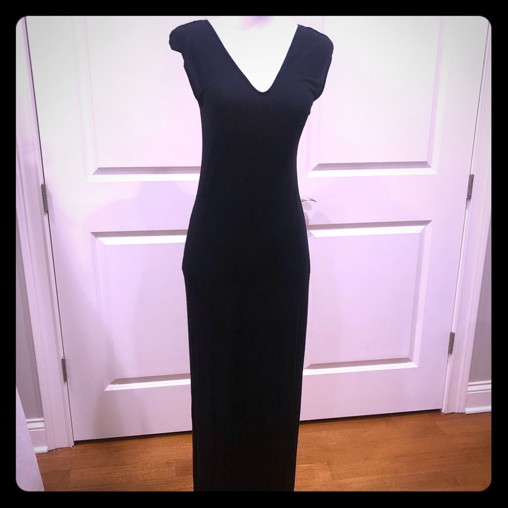 ALEXANDER WANG stretch cotton blend black maxi dress